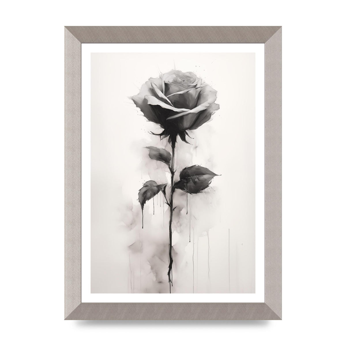Textured Black and White Rose Impression