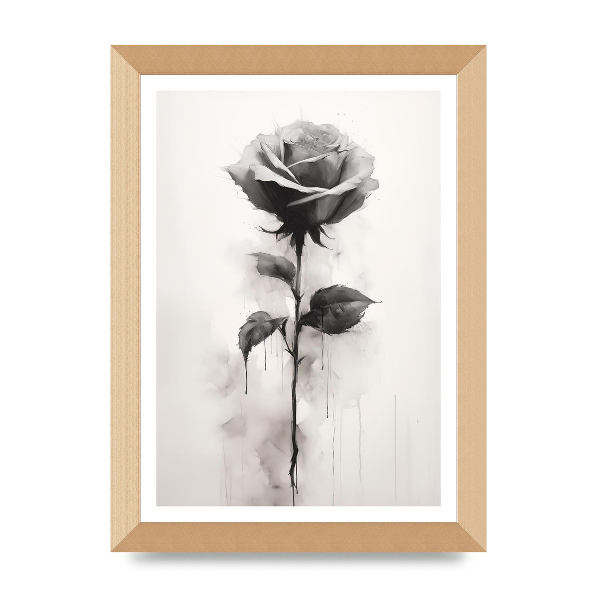 Textured Black and White Rose Impression
