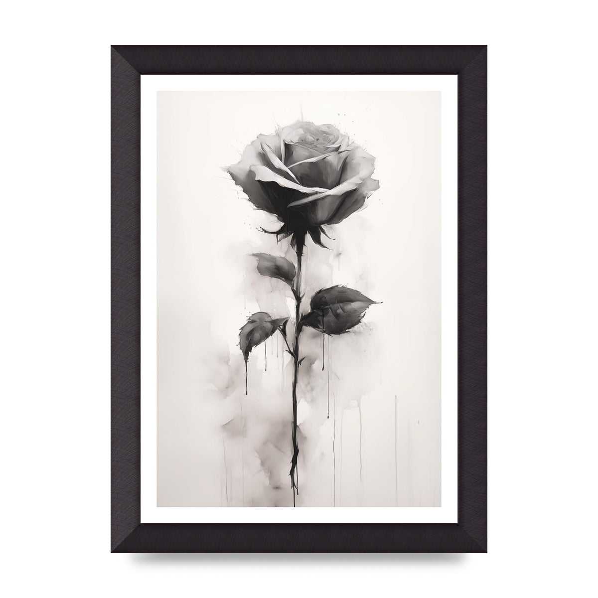 Textured Black and White Rose Impression
