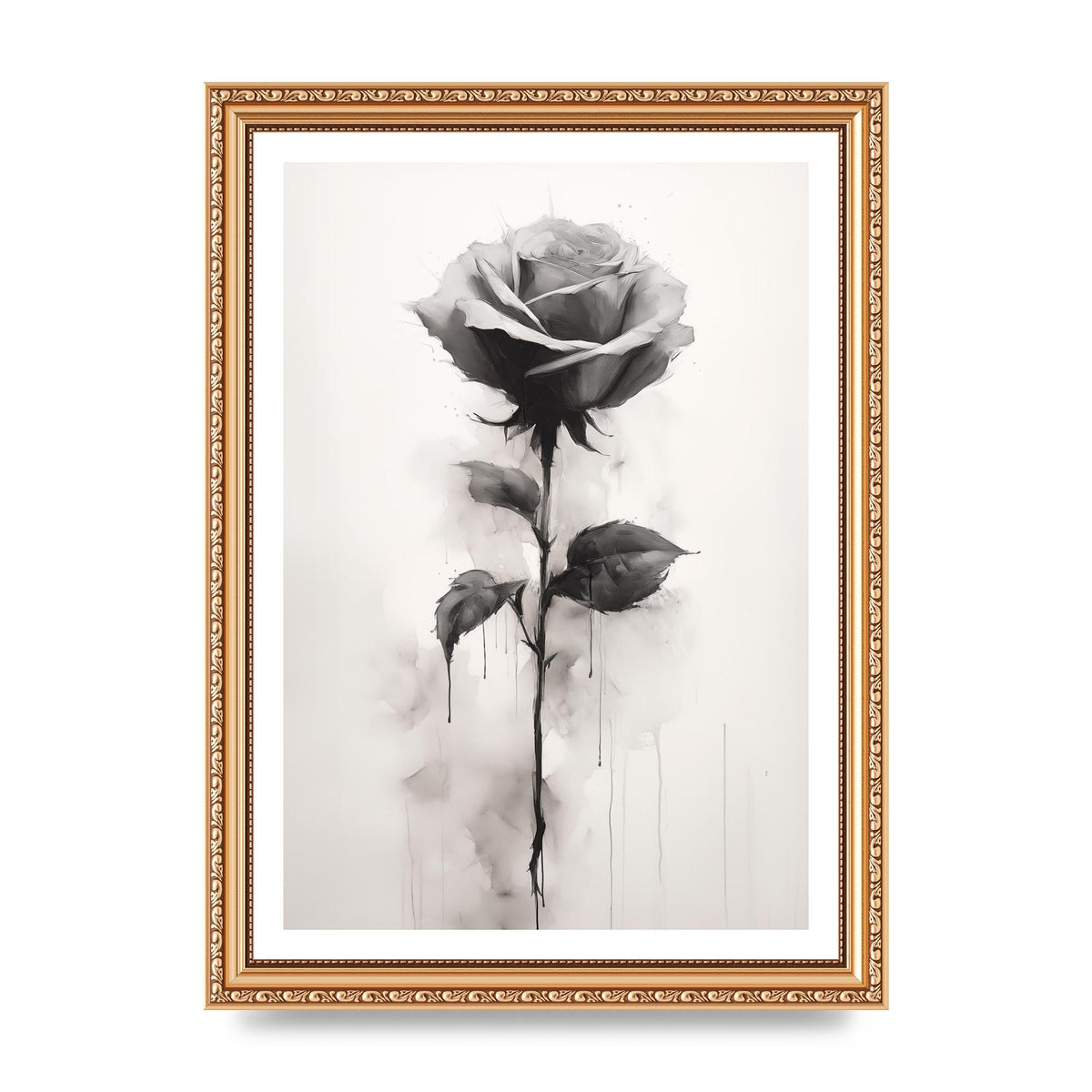 Textured Black and White Rose Impression
