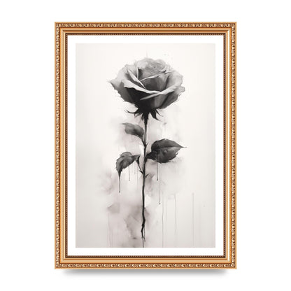 Textured Black and White Rose Impression