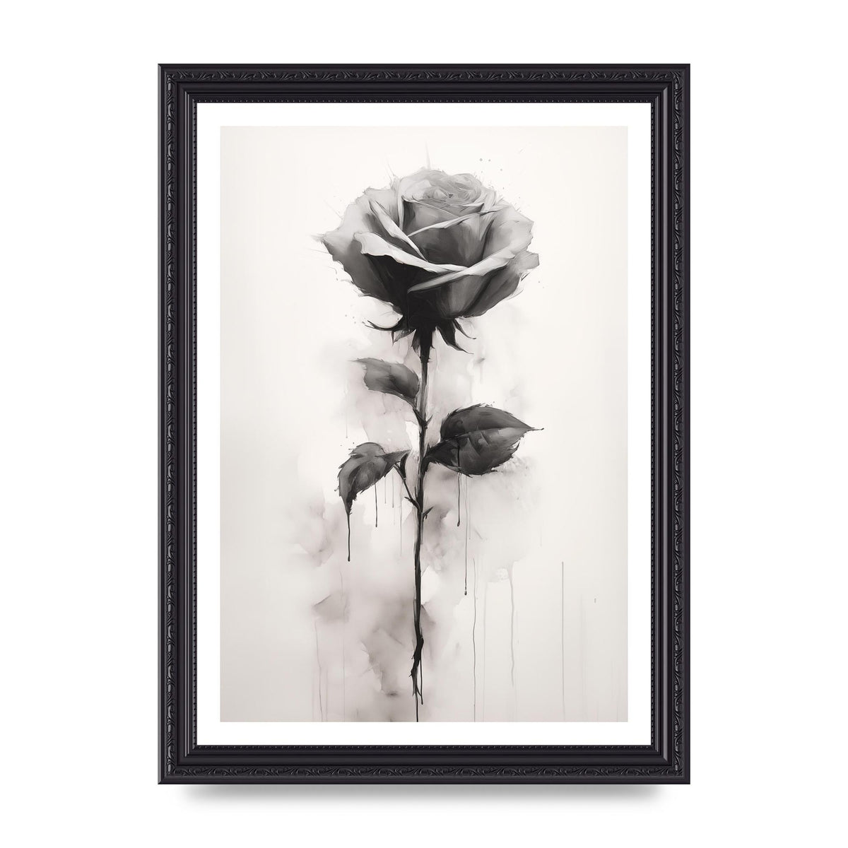 Textured Black and White Rose Impression