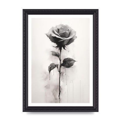 Textured Black and White Rose Impression
