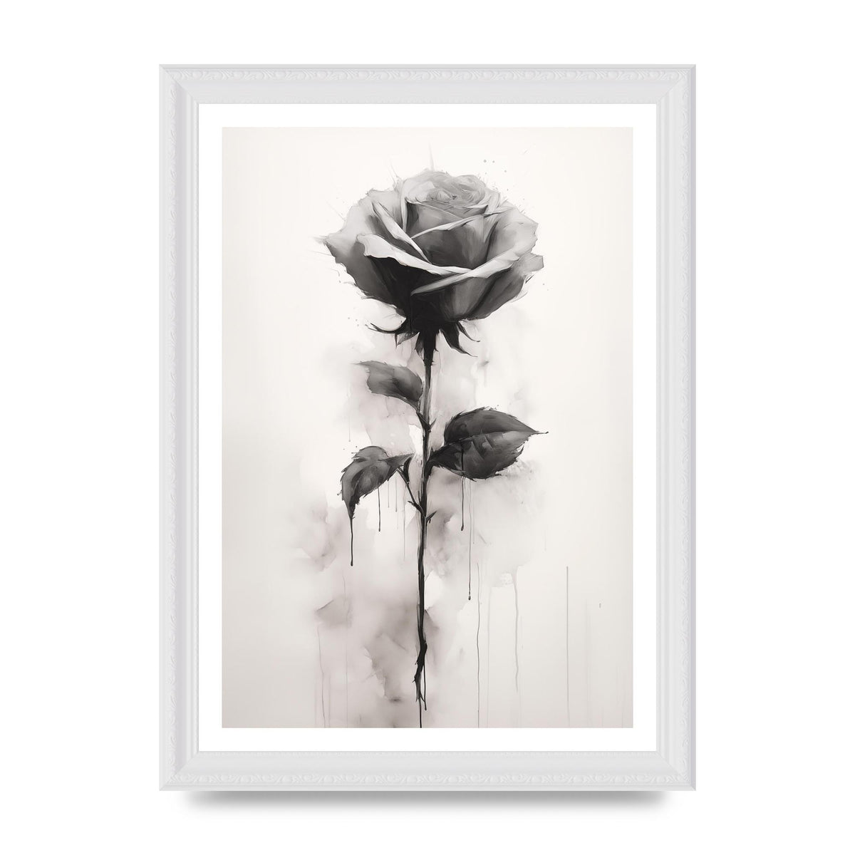 Textured Black and White Rose Impression