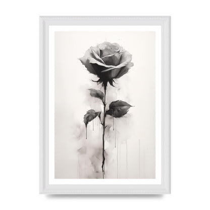 Textured Black and White Rose Impression