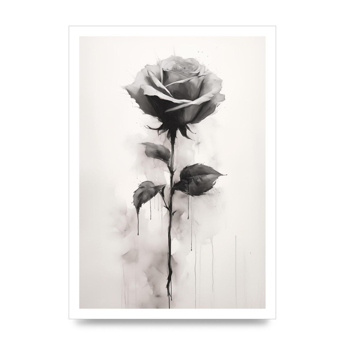 Textured Black and White Rose Impression