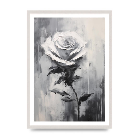 Textured Rose in Black and White Strokes