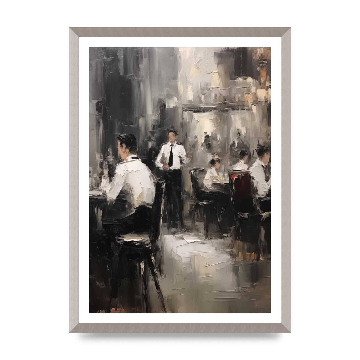 Lively Café Scene in Black and White