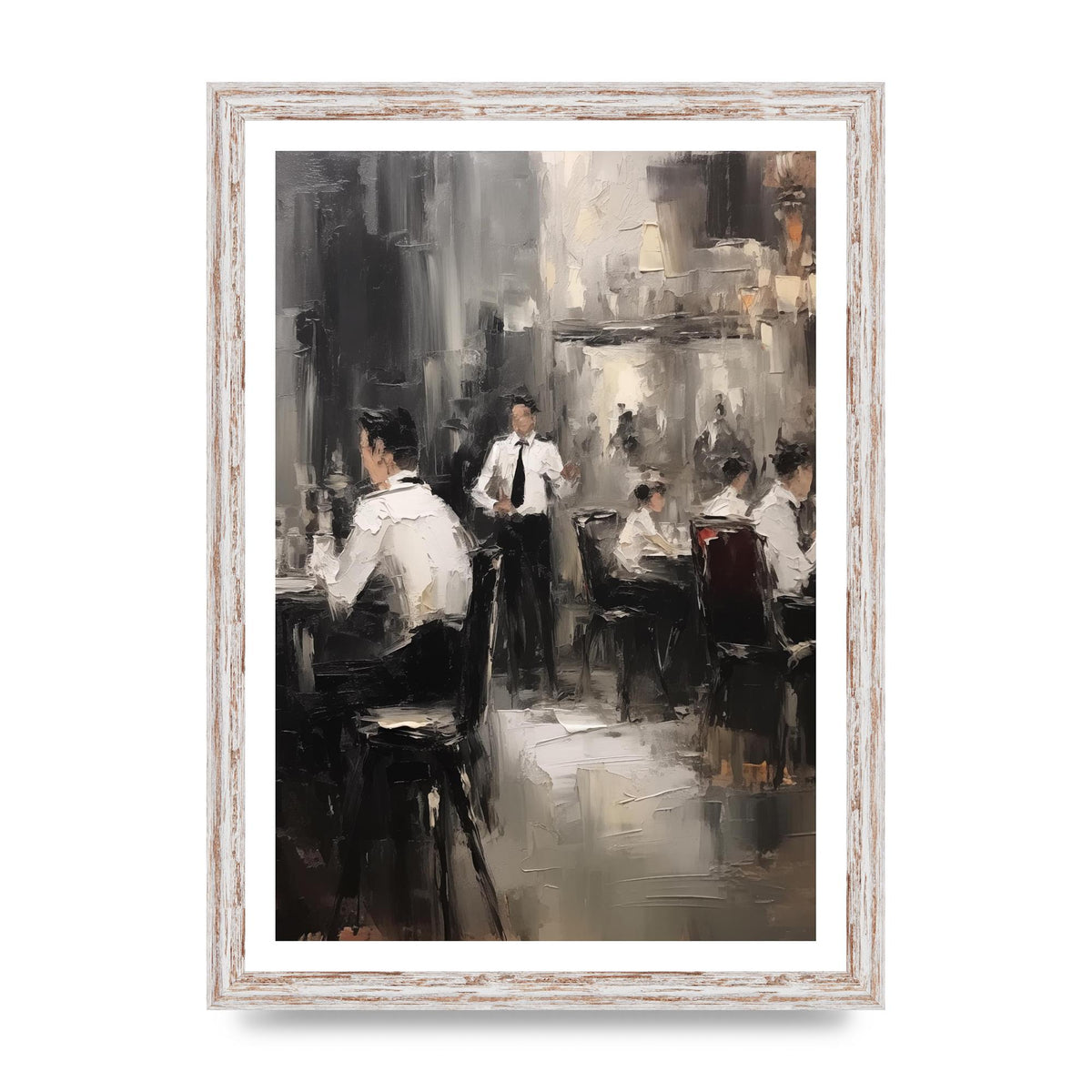 Lively Café Scene in Black and White