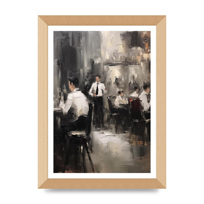 Lively Café Scene in Black and White