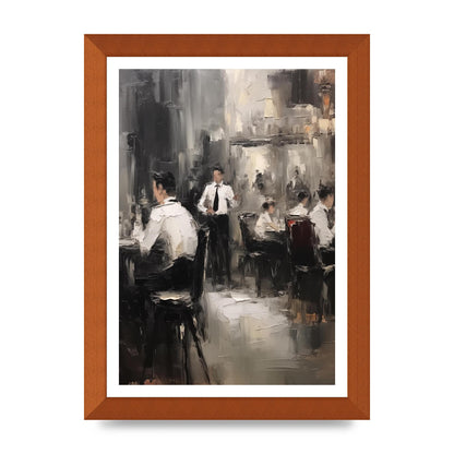 Lively Café Scene in Black and White