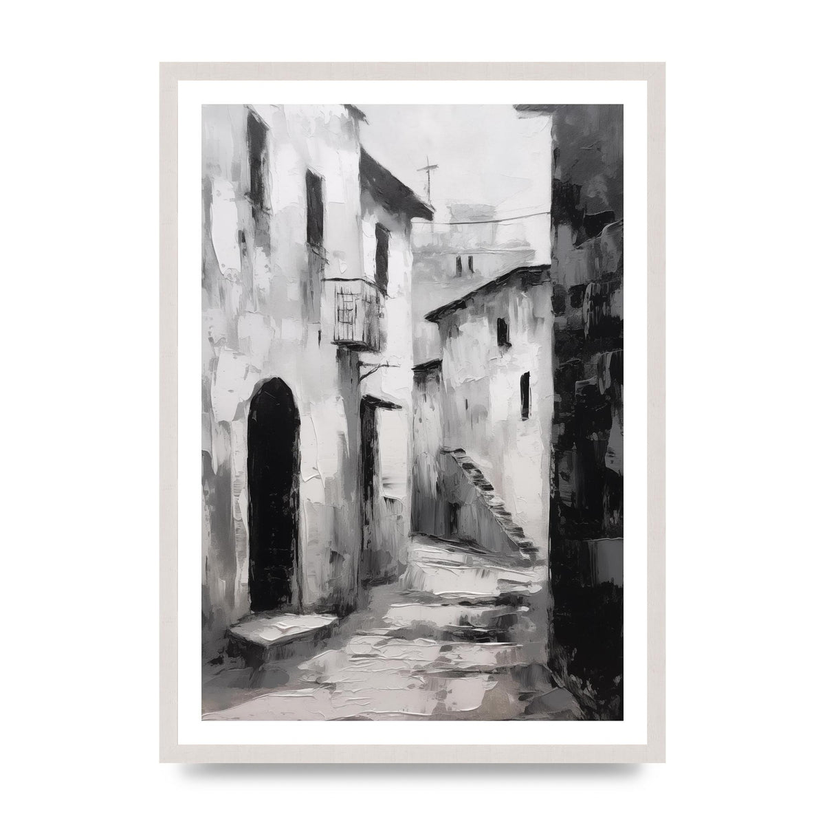 Minimalistic Black and White Village Street