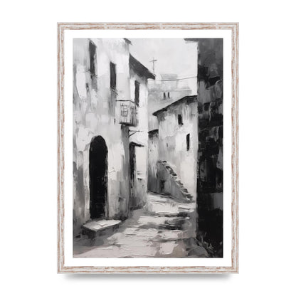 Minimalistic Black and White Village Street