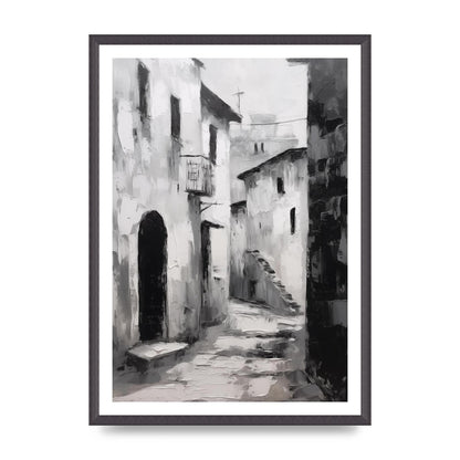 Minimalistic Black and White Village Street