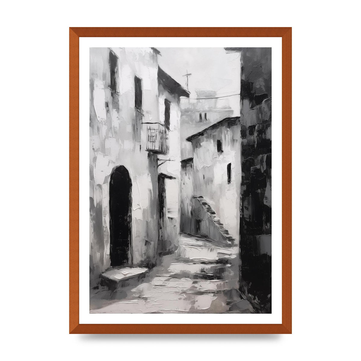 Minimalistic Black and White Village Street