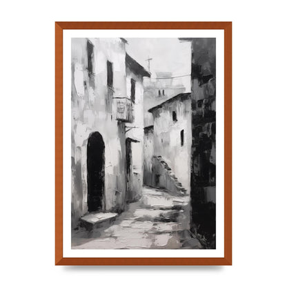 Minimalistic Black and White Village Street