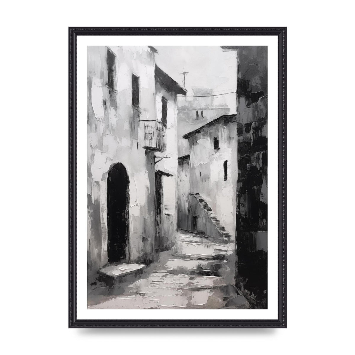 Minimalistic Black and White Village Street