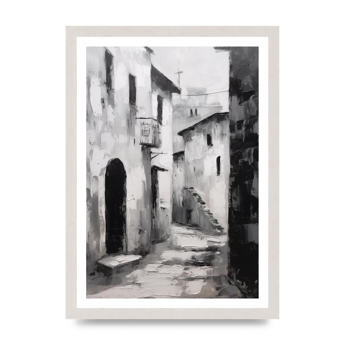 Minimalistic Black and White Village Street