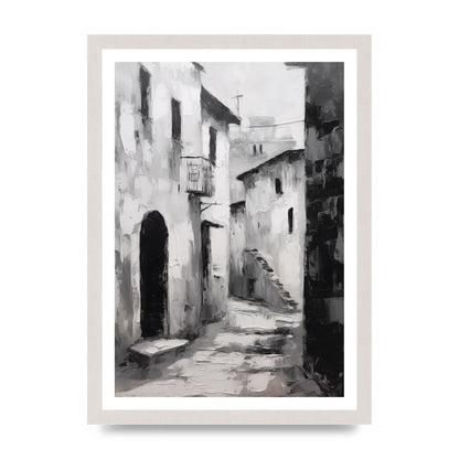 Minimalistic Black and White Village Street