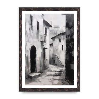 Minimalistic Black and White Village Street