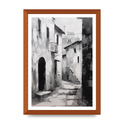 Minimalistic Black and White Village Street