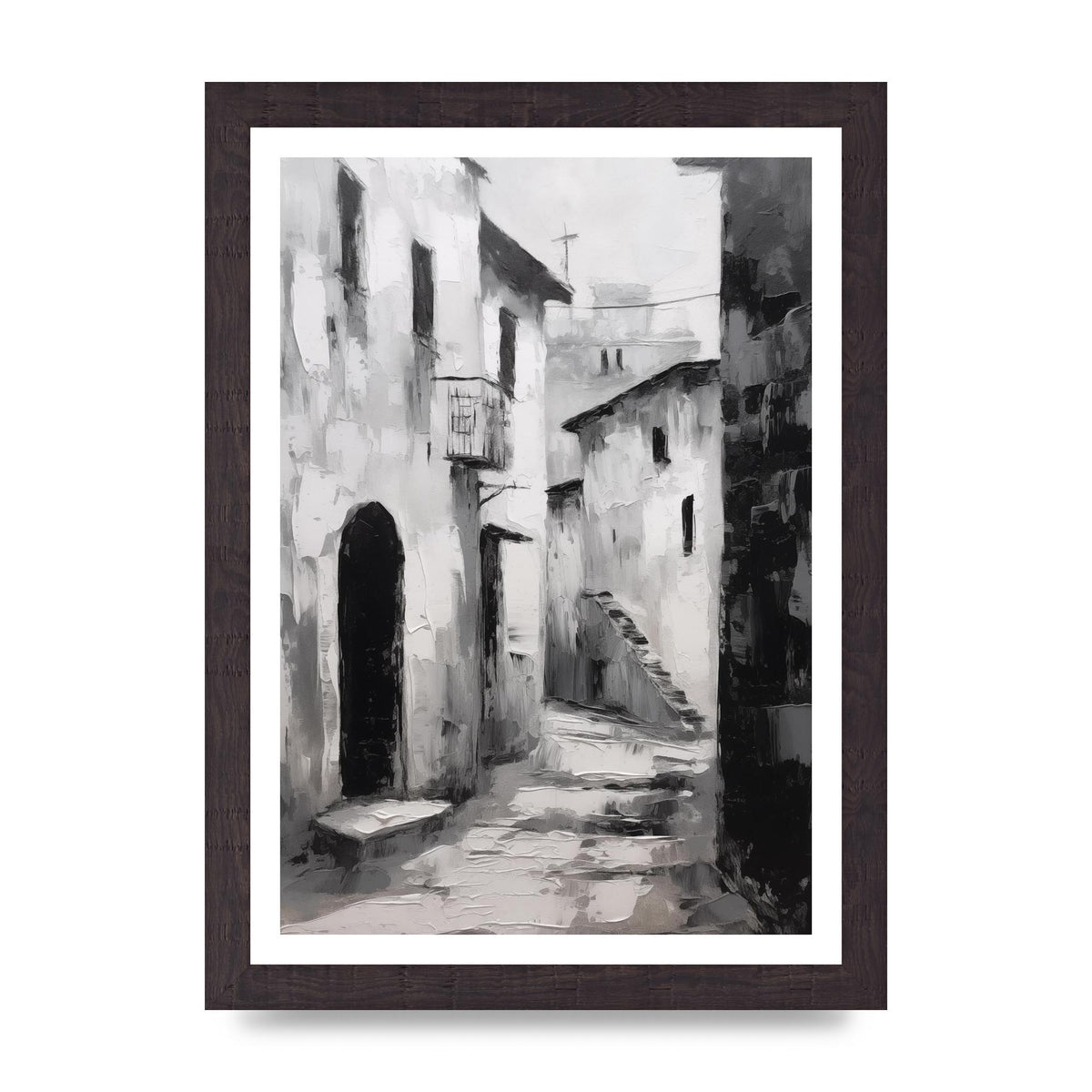 Minimalistic Black and White Village Street