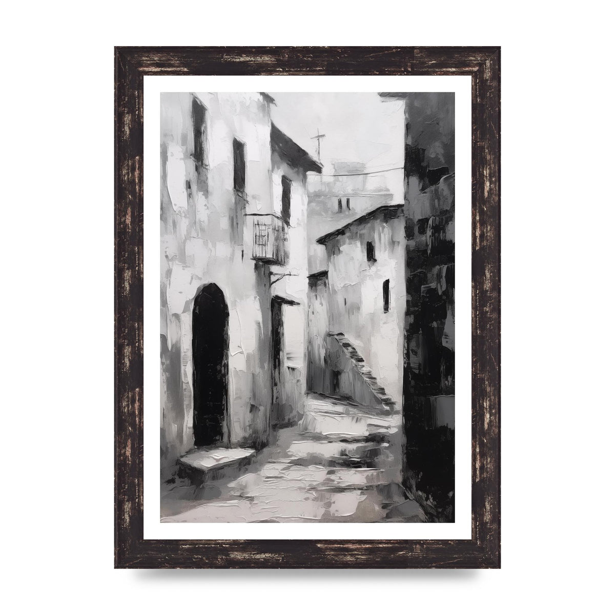Minimalistic Black and White Village Street