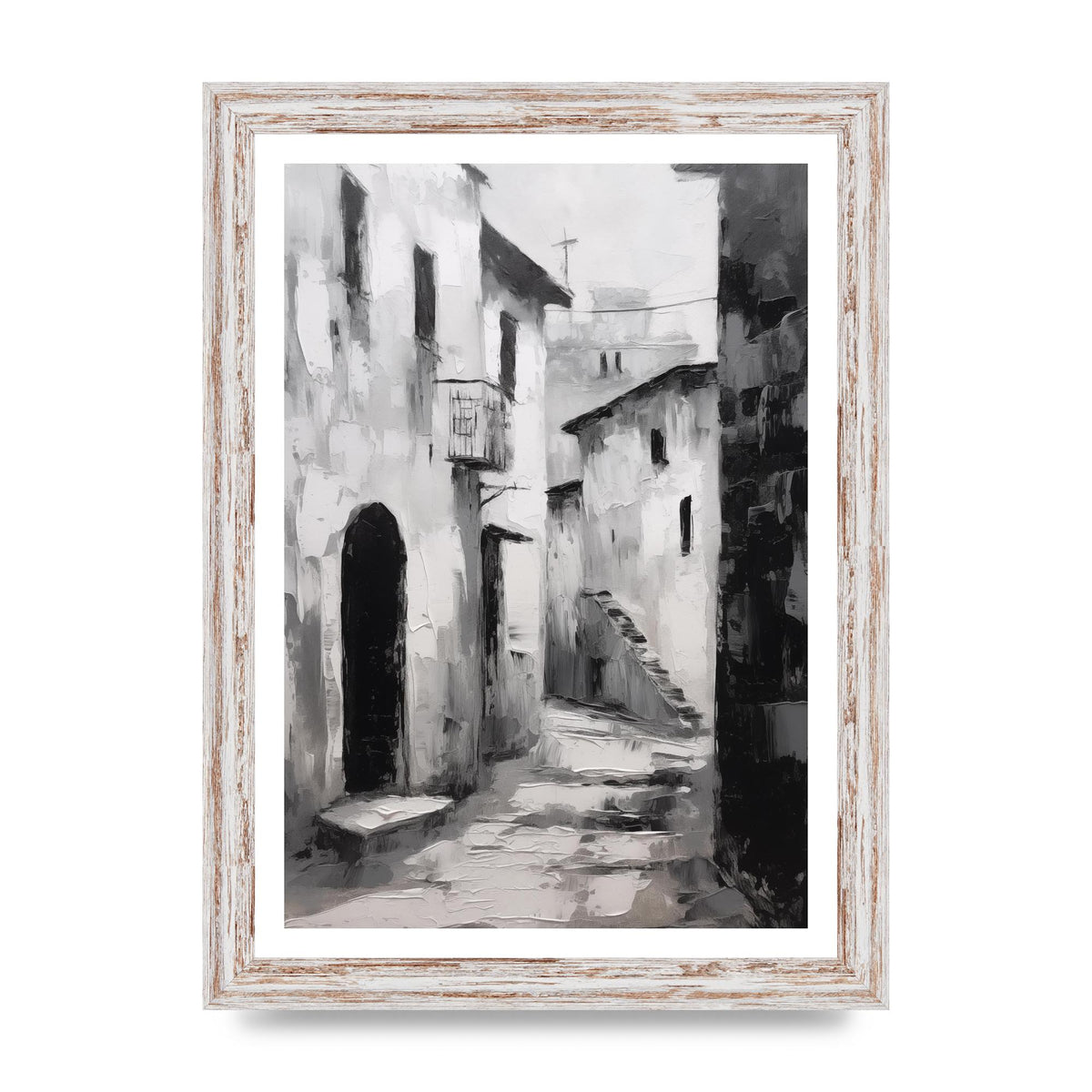 Minimalistic Black and White Village Street