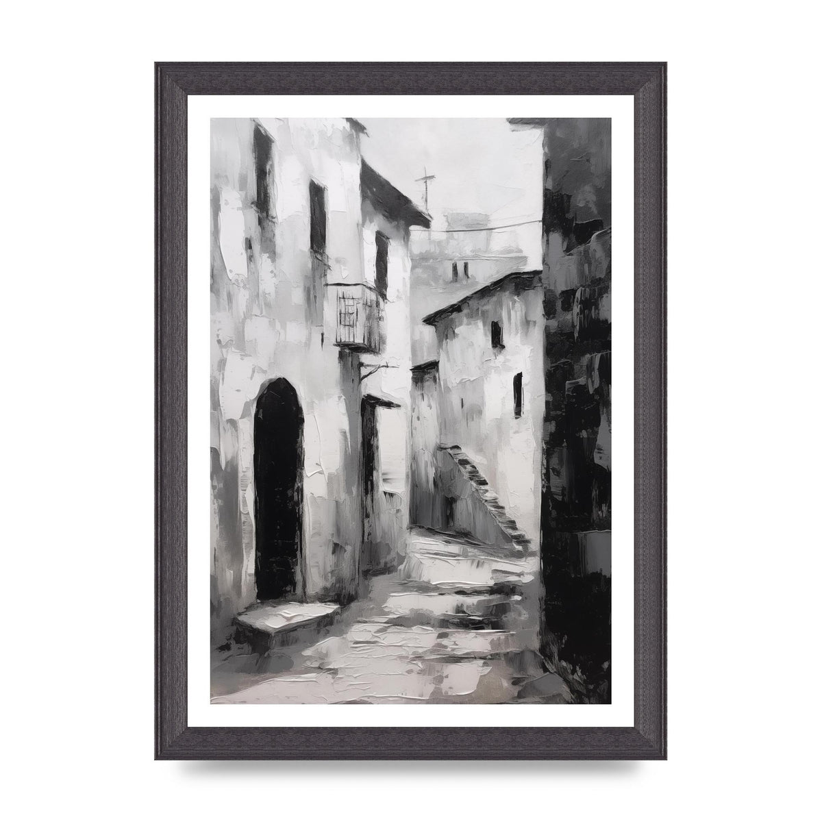 Minimalistic Black and White Village Street