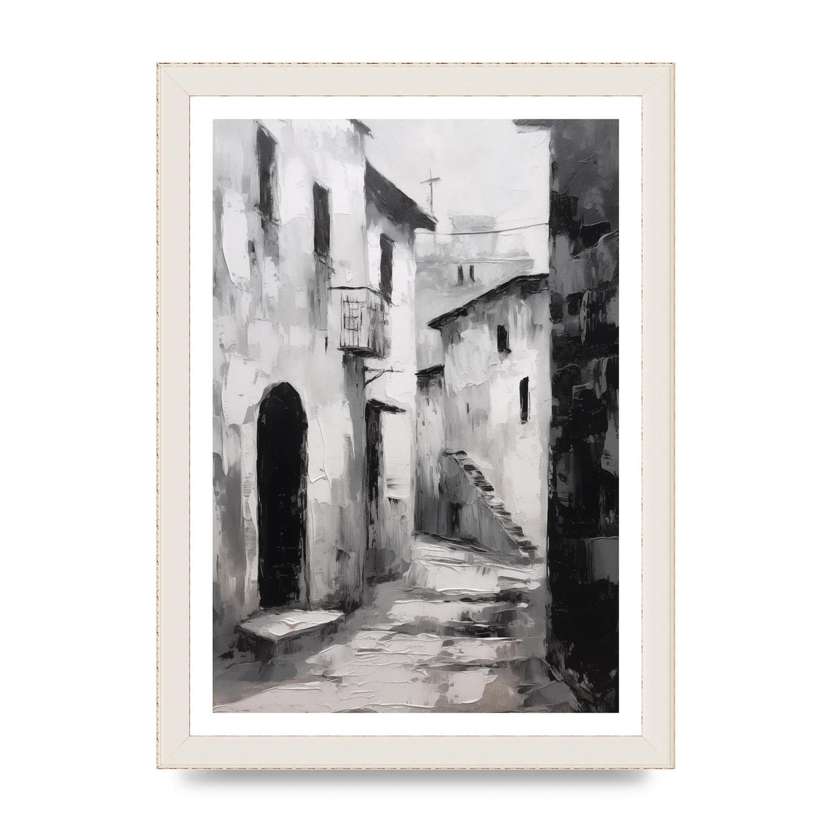 Minimalistic Black and White Village Street