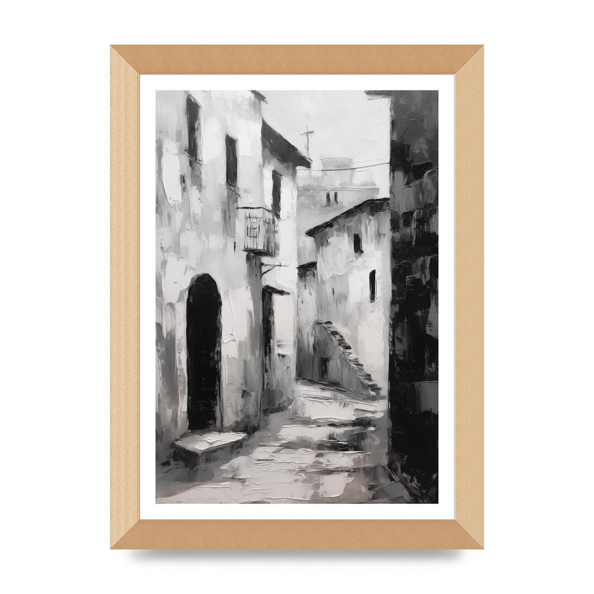 Minimalistic Black and White Village Street