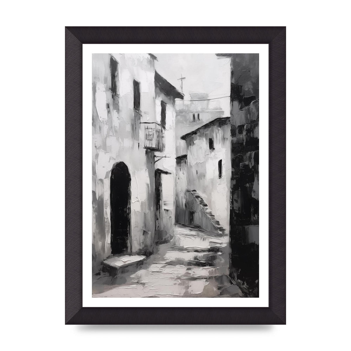 Minimalistic Black and White Village Street