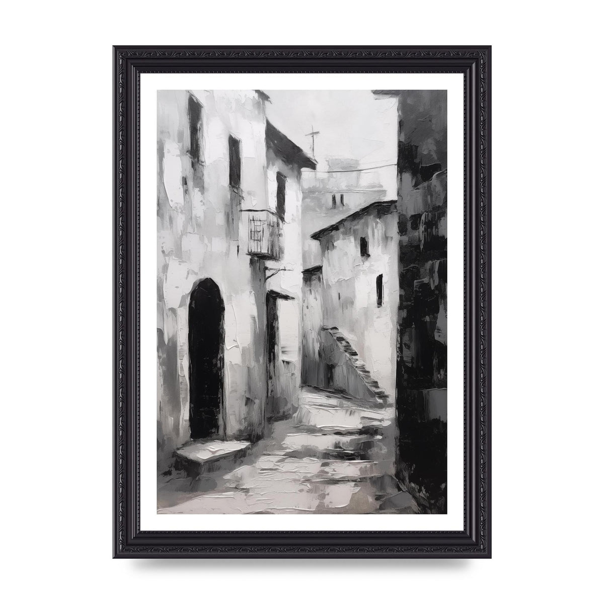 Minimalistic Black and White Village Street