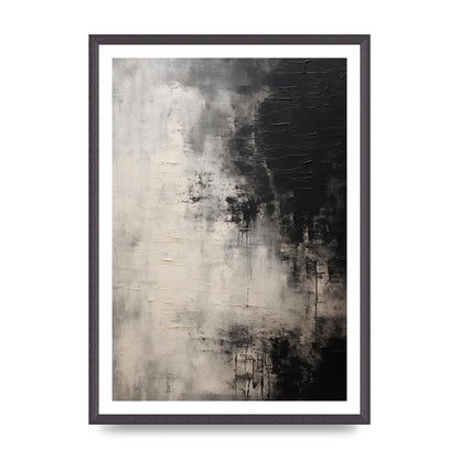 Encaustic Abstract with Depth in Black and White