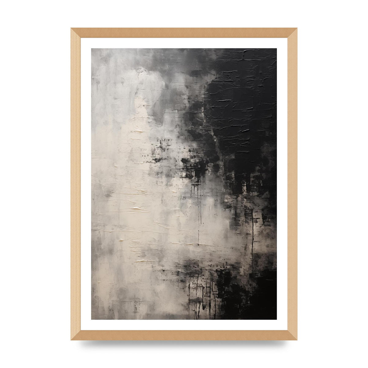 Encaustic Abstract with Depth in Black and White