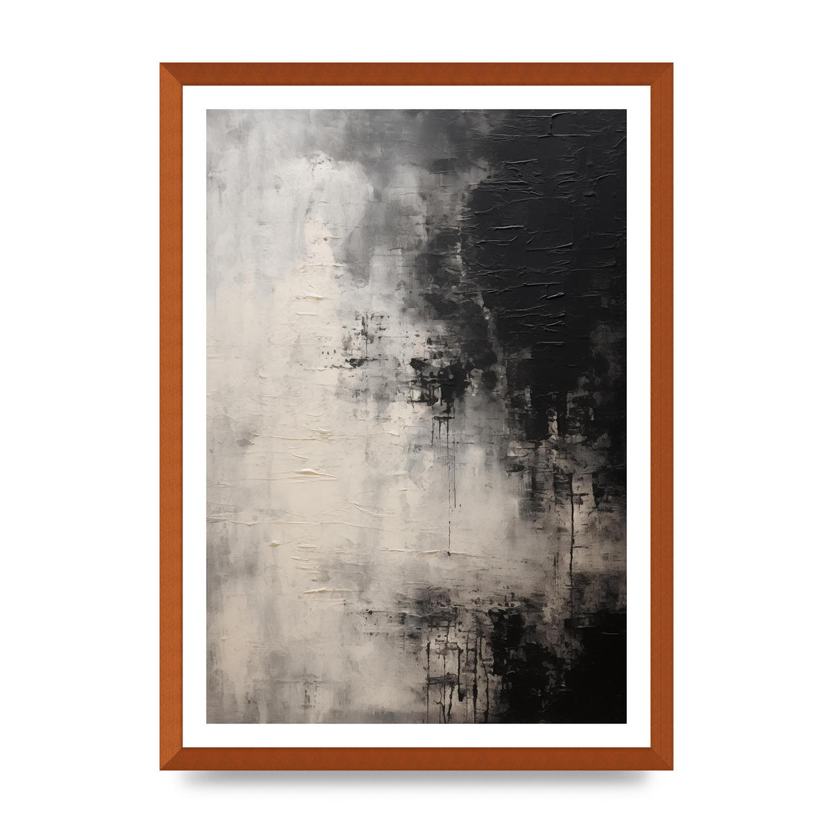 Encaustic Abstract with Depth in Black and White