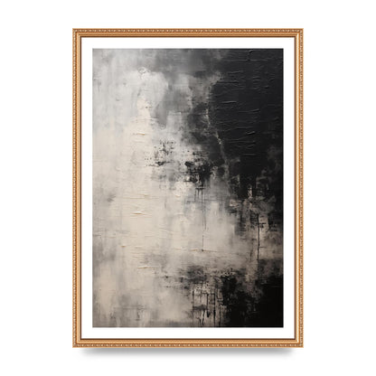 Encaustic Abstract with Depth in Black and White