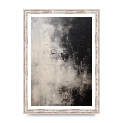Encaustic Abstract with Depth in Black and White