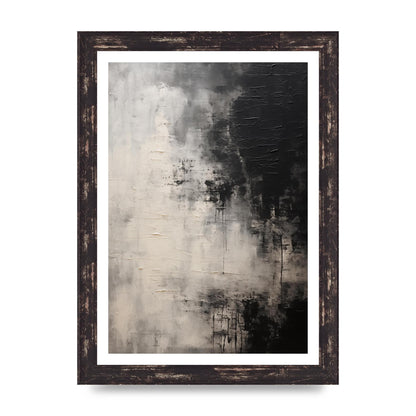 Encaustic Abstract with Depth in Black and White