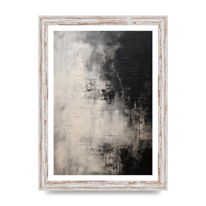 Encaustic Abstract with Depth in Black and White