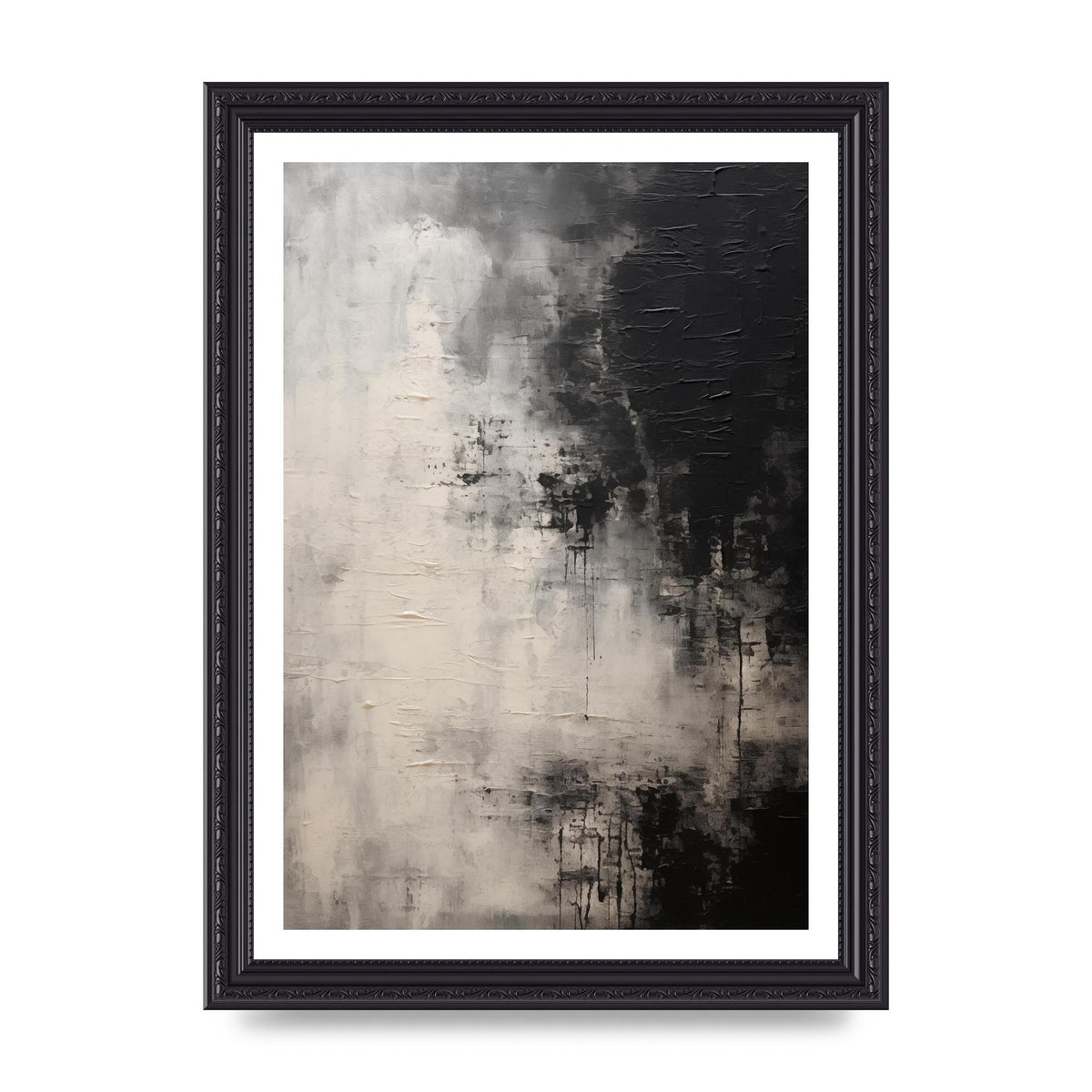 Encaustic Abstract with Depth in Black and White