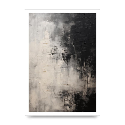 Encaustic Abstract with Depth in Black and White