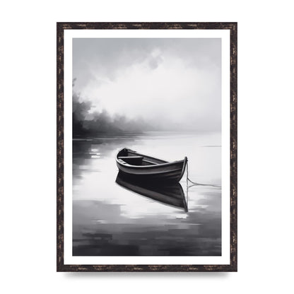 Solitary Boat on Serene Lake Painting