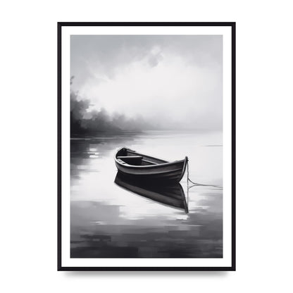 Solitary Boat on Serene Lake Painting