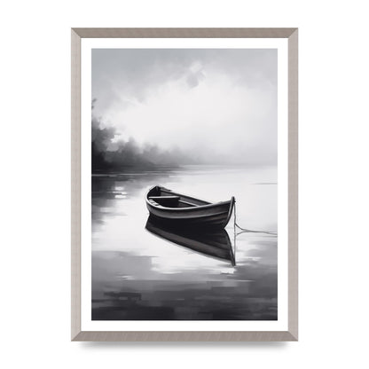 Solitary Boat on Serene Lake Painting