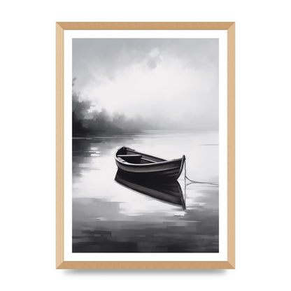 Solitary Boat on Serene Lake Painting