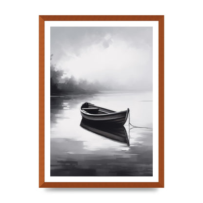 Solitary Boat on Serene Lake Painting
