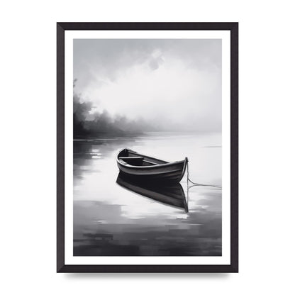Solitary Boat on Serene Lake Painting