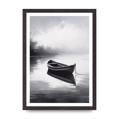 Solitary Boat on Serene Lake Painting