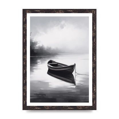 Solitary Boat on Serene Lake Painting